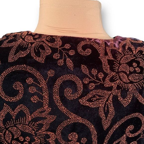 Vintage Collarless Blazer Tailored Black Velvet Structured Hourglass Metallic - Picture 7 of 14